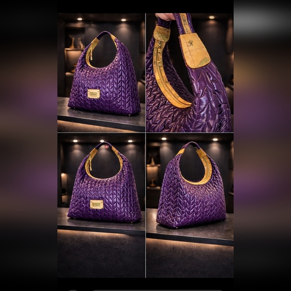 ALVIERO MARTINI 1A Classe Purple Quilted Hobo Bag – Made in Bulgaria – Authentic - Picture 4 of 13